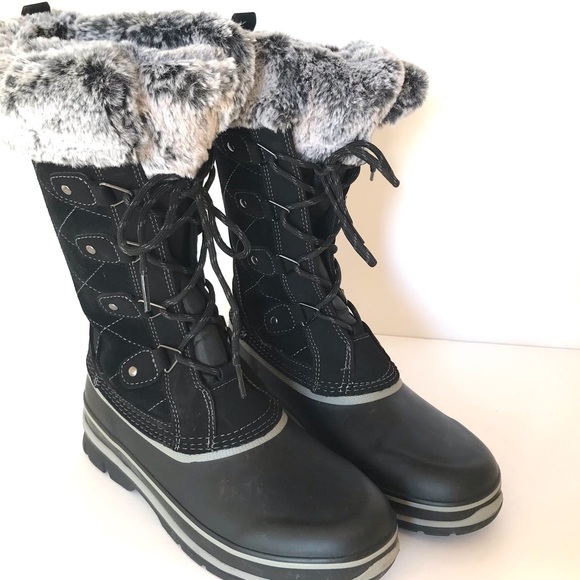 Khombu Black Lace Up Winter Boots (9M) - Picture 6 of 10
